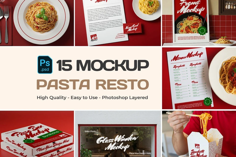 15 Premium Italia Pasta Resto Mockup Collection