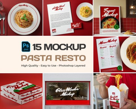 15 Premium Italia Pasta Resto Mockup Collection