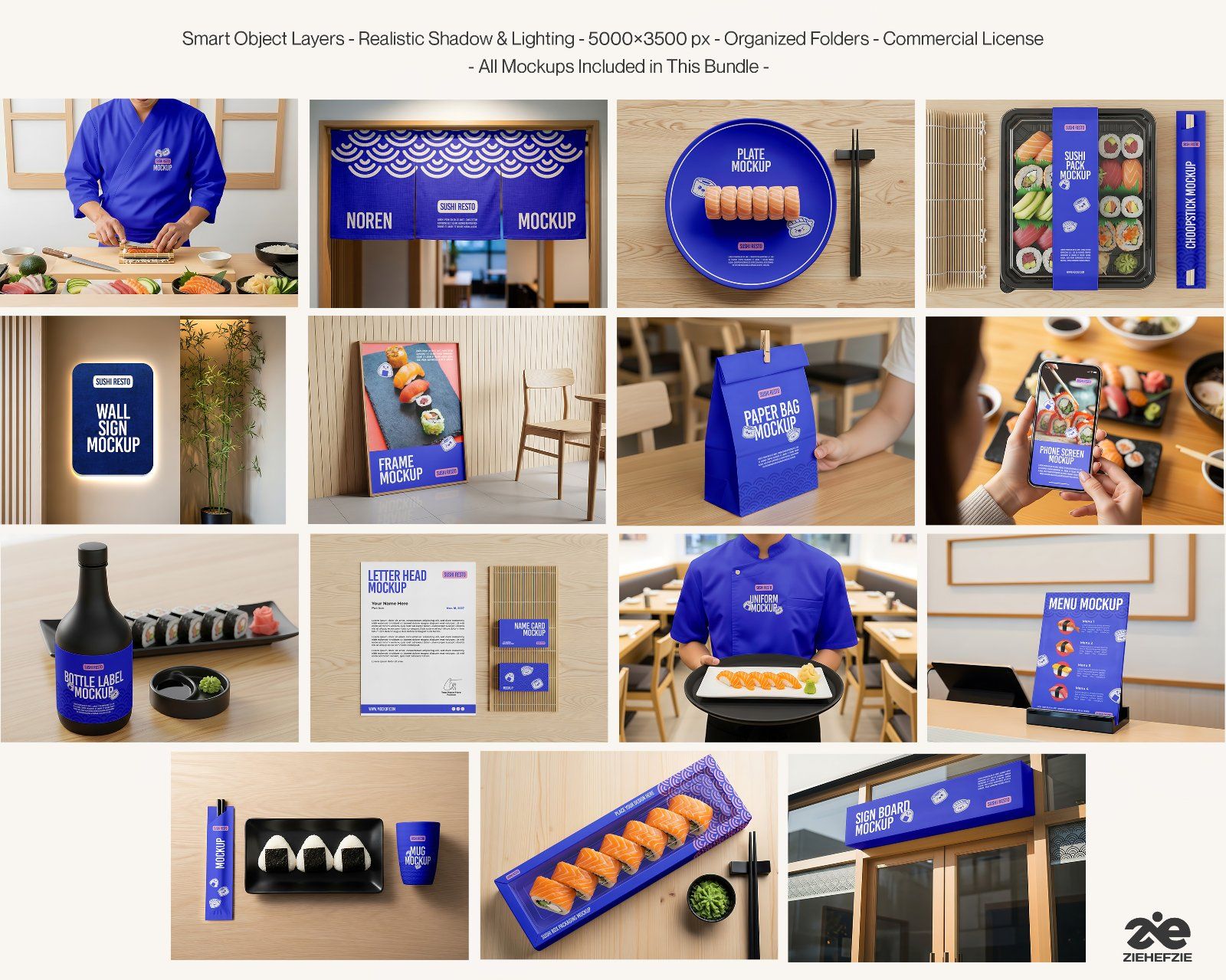 15 Premium Sushi Restaurant Bundle PSD Set for Japanese Restaurant