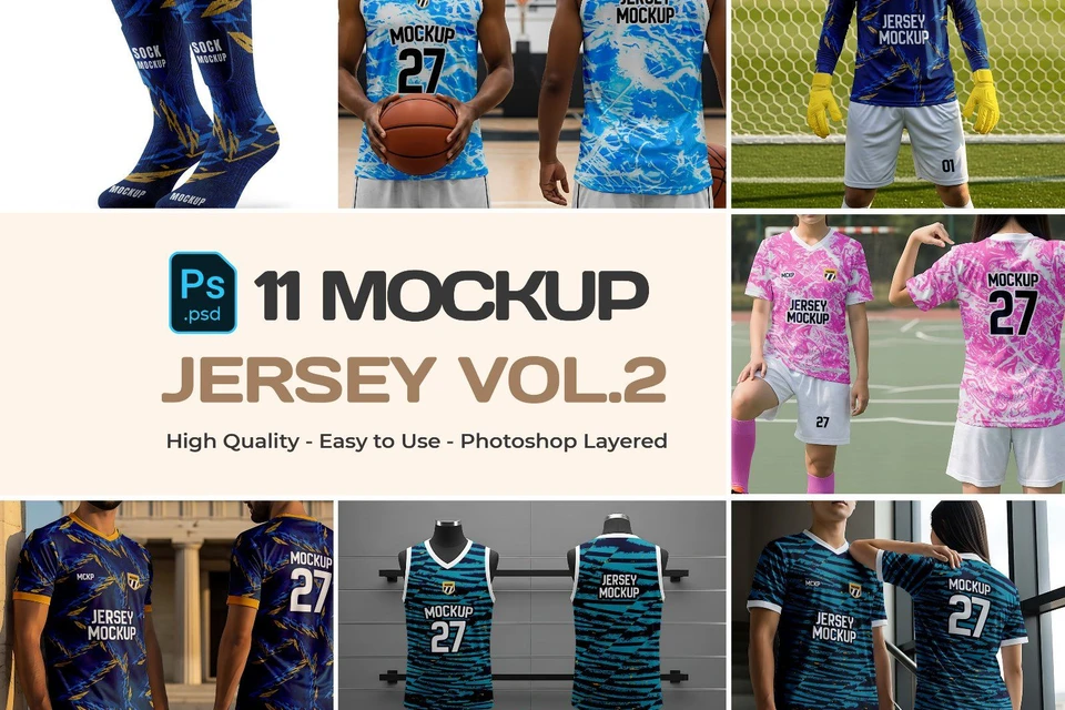 11 PSD Sports Jersey Mockup Bundle
