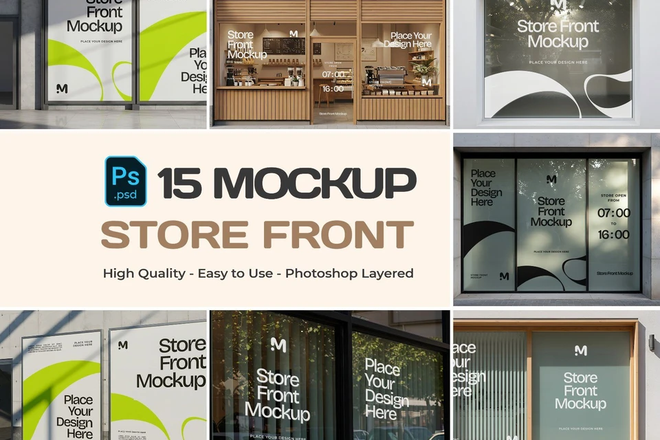 15 Premium Store Front Mockup Collection