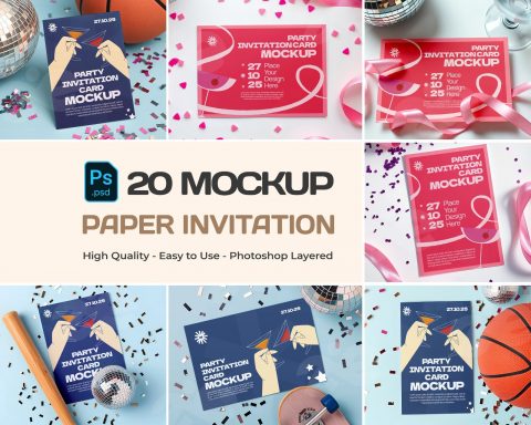 Premium Party Invitation Boy and Girl Mockup Bundle