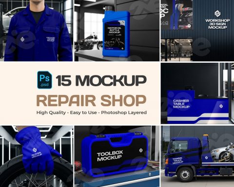 15 Repair Shop Mockup Bundle Mechanic Branding Kit Workshop