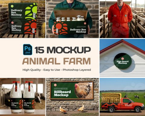 Animal Farm Mockup Bundle – 15 PSD Templates for Dairy, Livestock & Agricultural Branding