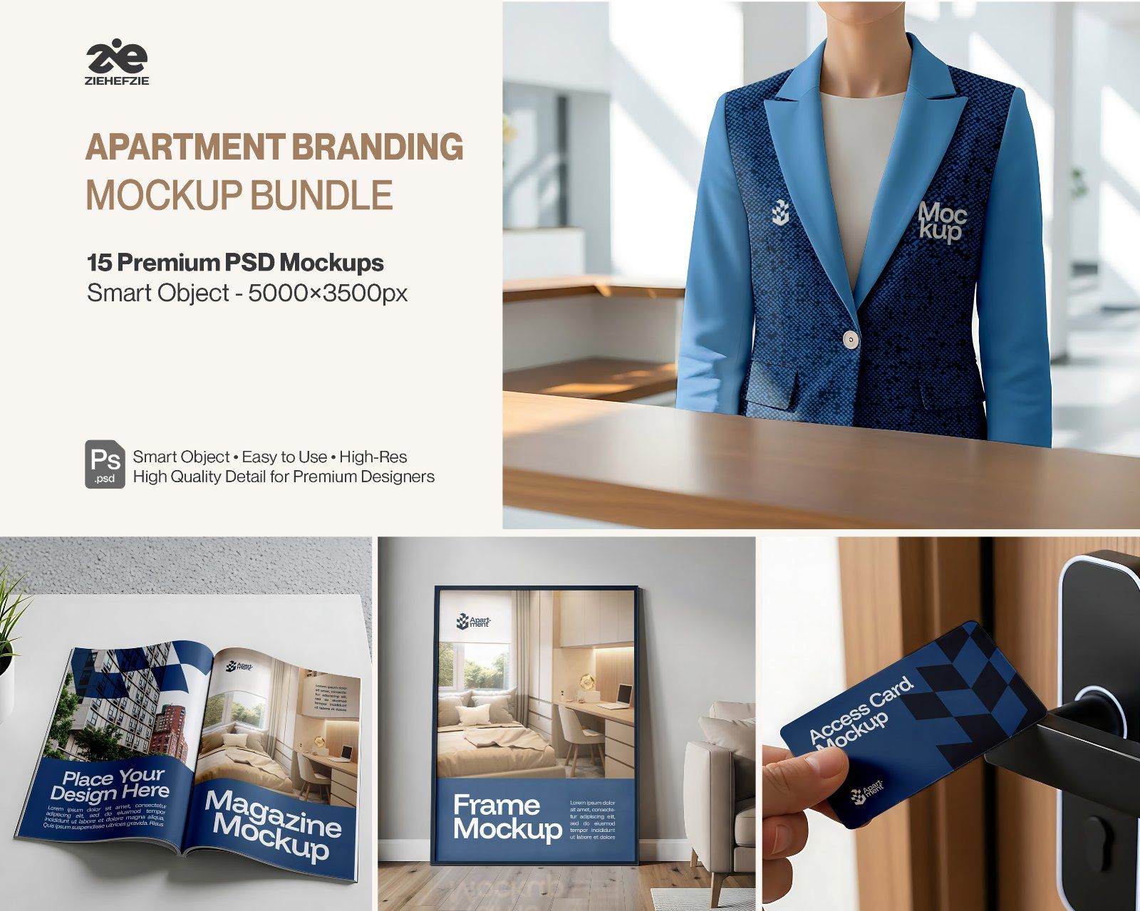 Apartment Branding Mockup Bundle – 15 Premium PSD Templates for Real Estate, Hospitality & Property