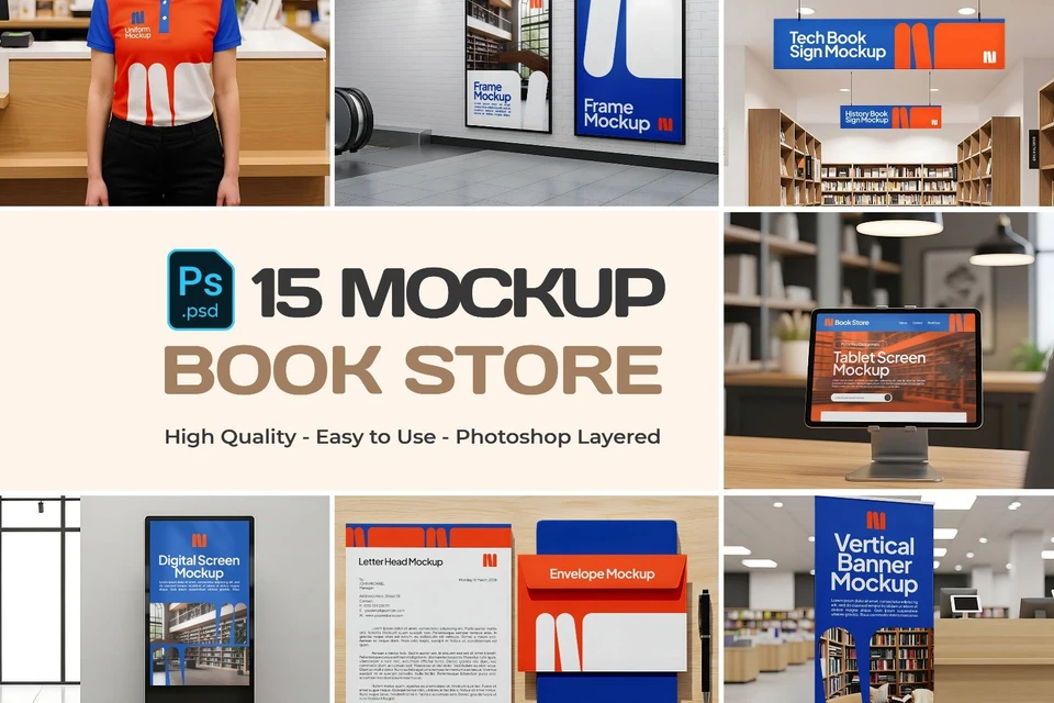 15 Premium Book Store Mockup Bundle