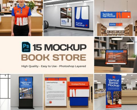 15 Premium Book Store Mockup Bundle