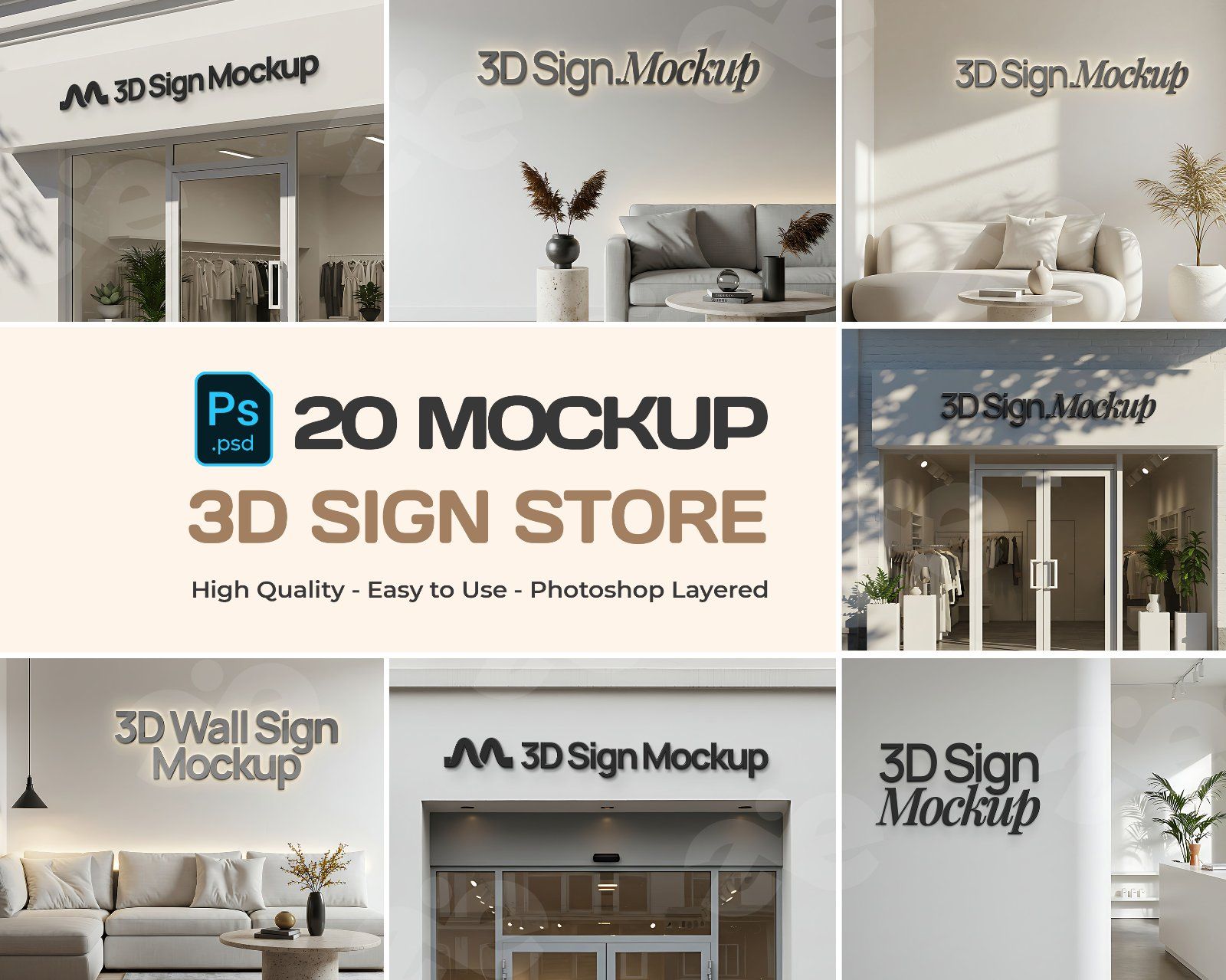 Store front 3D Signage Professional Mockup