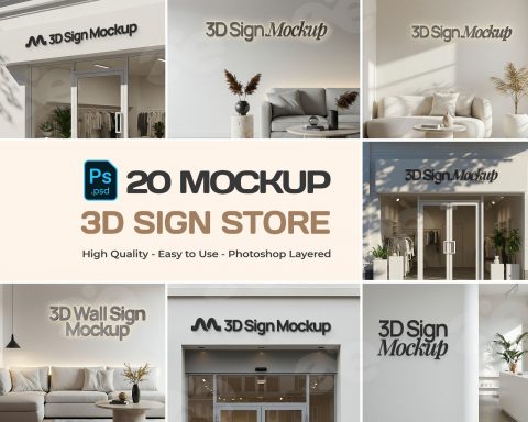 Store front 3D Signage Professional Mockup