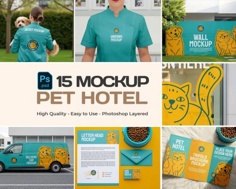 Pet Hotel Mockup Bundle – 15 PSD Templates for Animal Care & Veterinary Branding