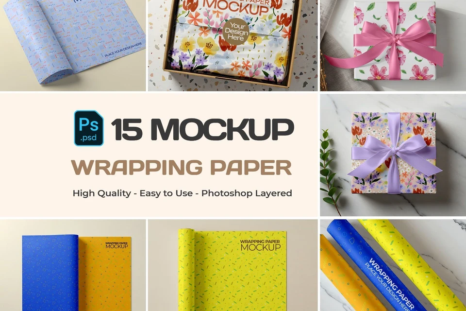 15 Premium Warpping Paper Mockup