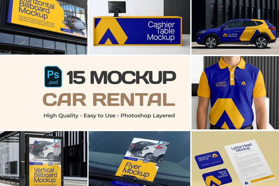 Premium Car Rental Branding Mockup