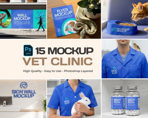 Vet Clinic Mockup Bundle – 15 PSD Templates for Animal Care & Pet Health Branding