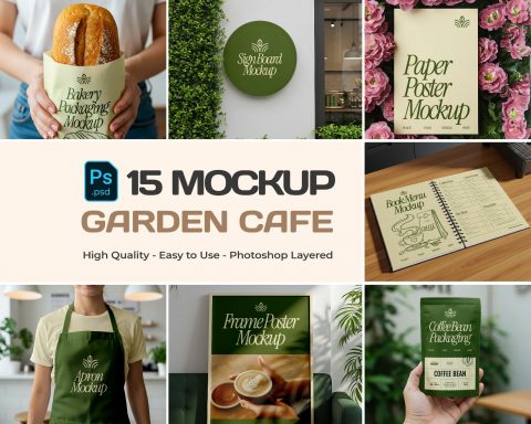 15 Premium Garden Cafe Mockup Collection