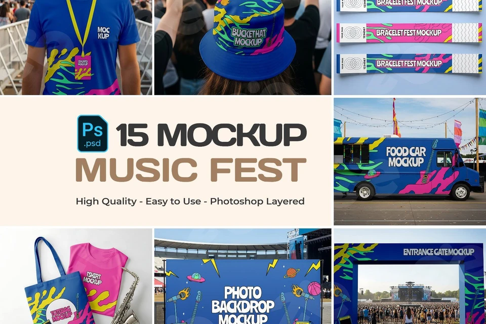 Music Fest Mockup Bundle - 15 PSD Templates for Event Branding & Festival Promotion
