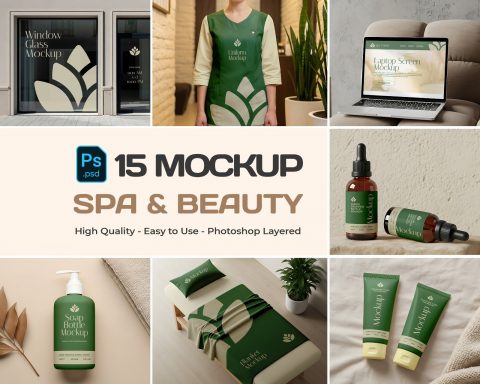 15 Spa & Beauty Branding Mockup PSD for Wellness, Skincare & Aromatherapy Designers