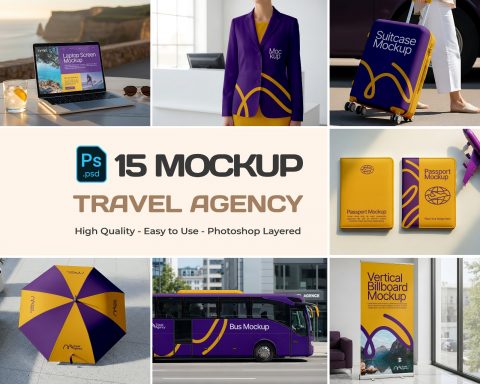 15 PSD Travel Agency Branding Mockup Bundle