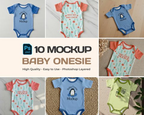 10 Premium Onesie Baby Clothes Mockup