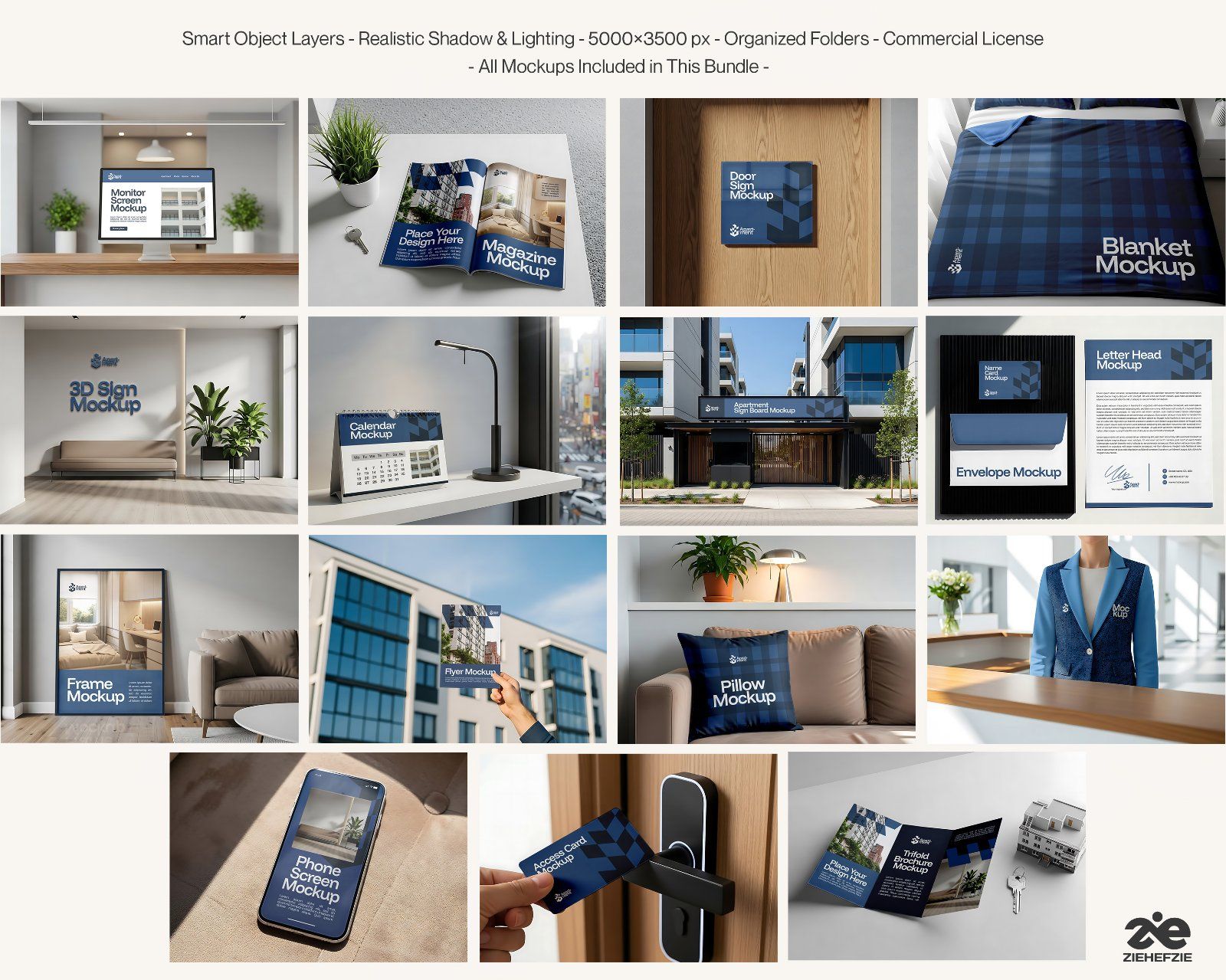 Apartment Branding Mockup Bundle – 15 Premium PSD Templates for Real Estate, Hospitality & Property