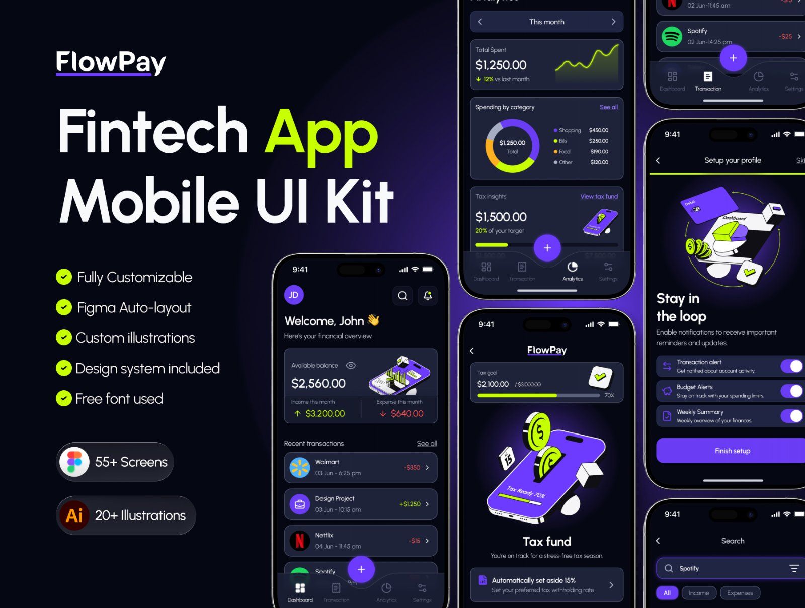 Finance App UI Kit & Fintech Illustration Pack — image 4