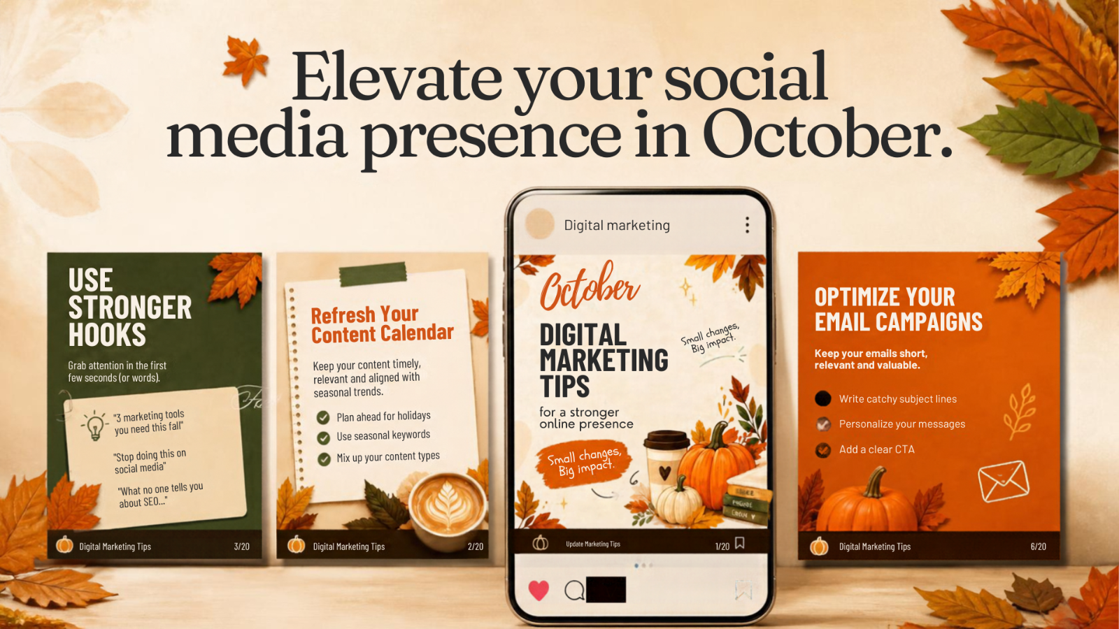 October Instagram Canva Templates, Fall Content Kit for Digital Marketers — image 2