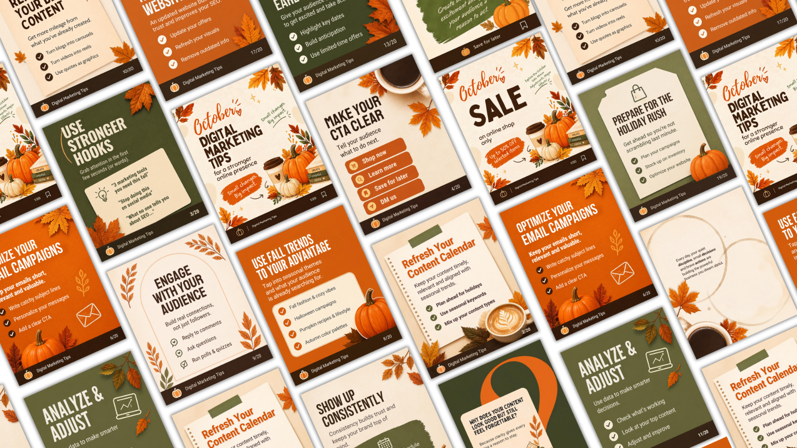 October Instagram Canva Templates, Fall Content Kit for Digital Marketers — image 4