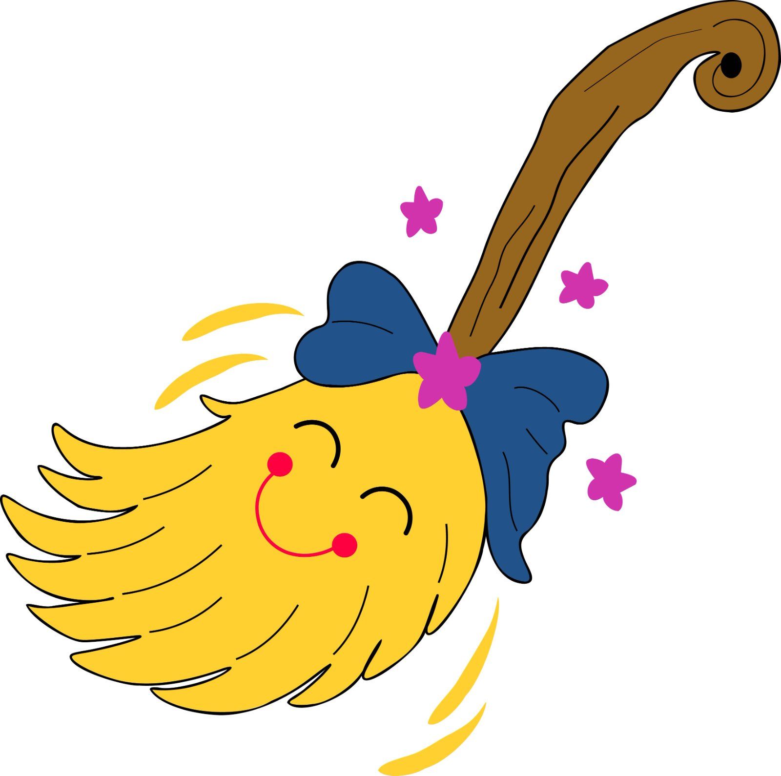 Halloween Witch Broom with a Happy Smiling Face — image 1
