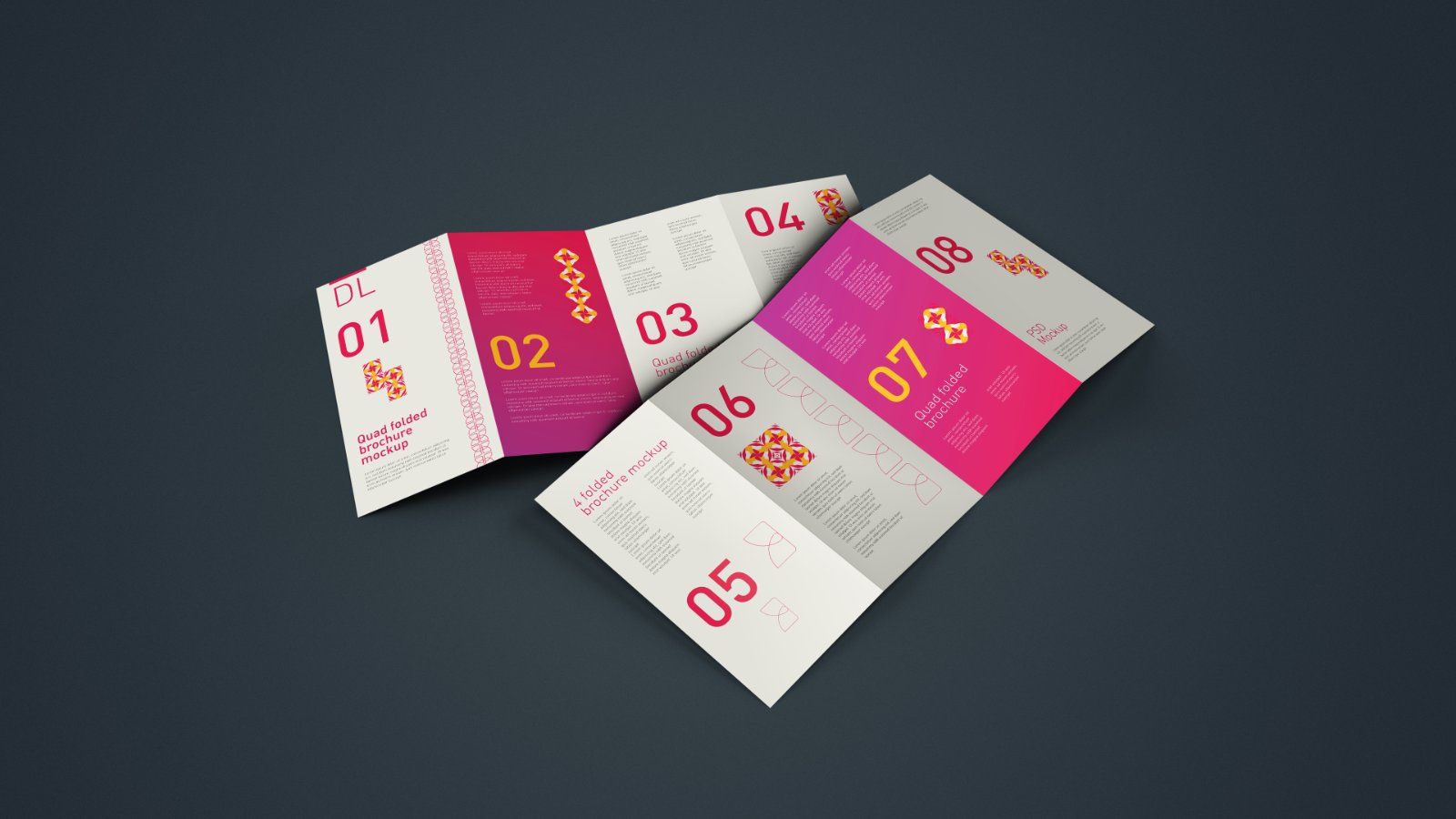 DL Quad Fold Brochure Mockup - Bundle 5PSDs