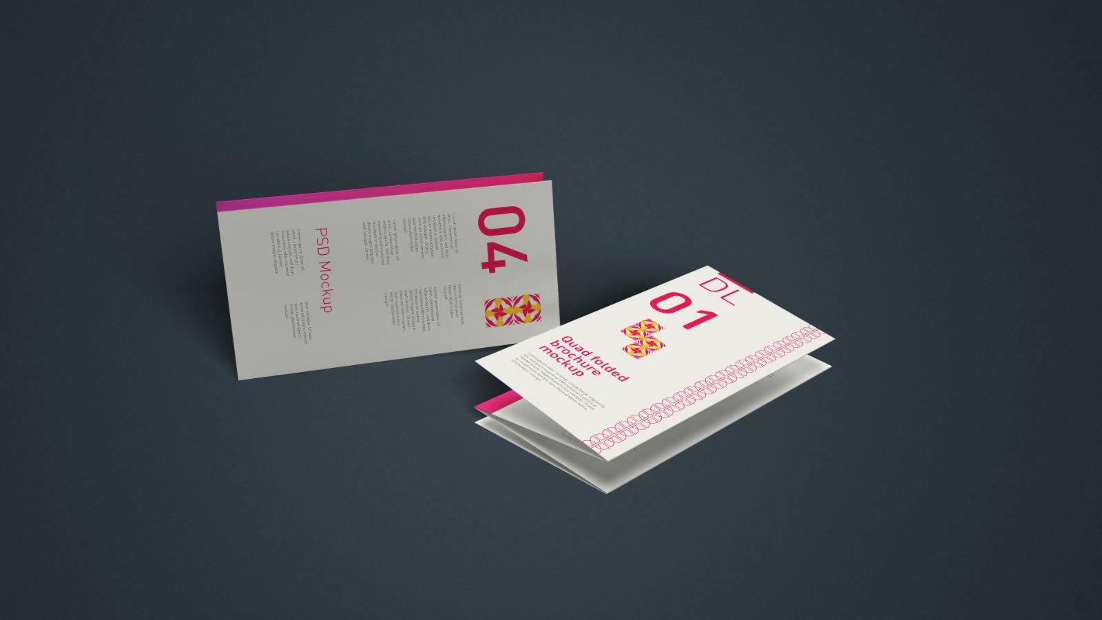 DL Quad Fold Brochure Mockup - 5 PSDs
