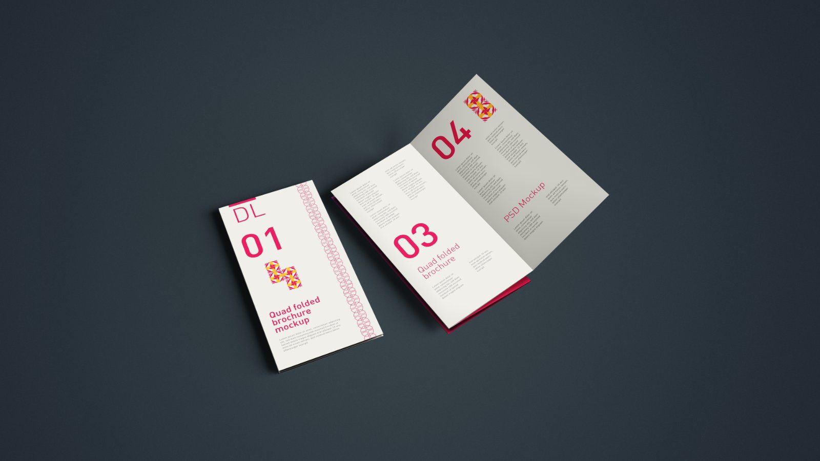 DL Quad Fold Brochure Mockup - 5 PSDs