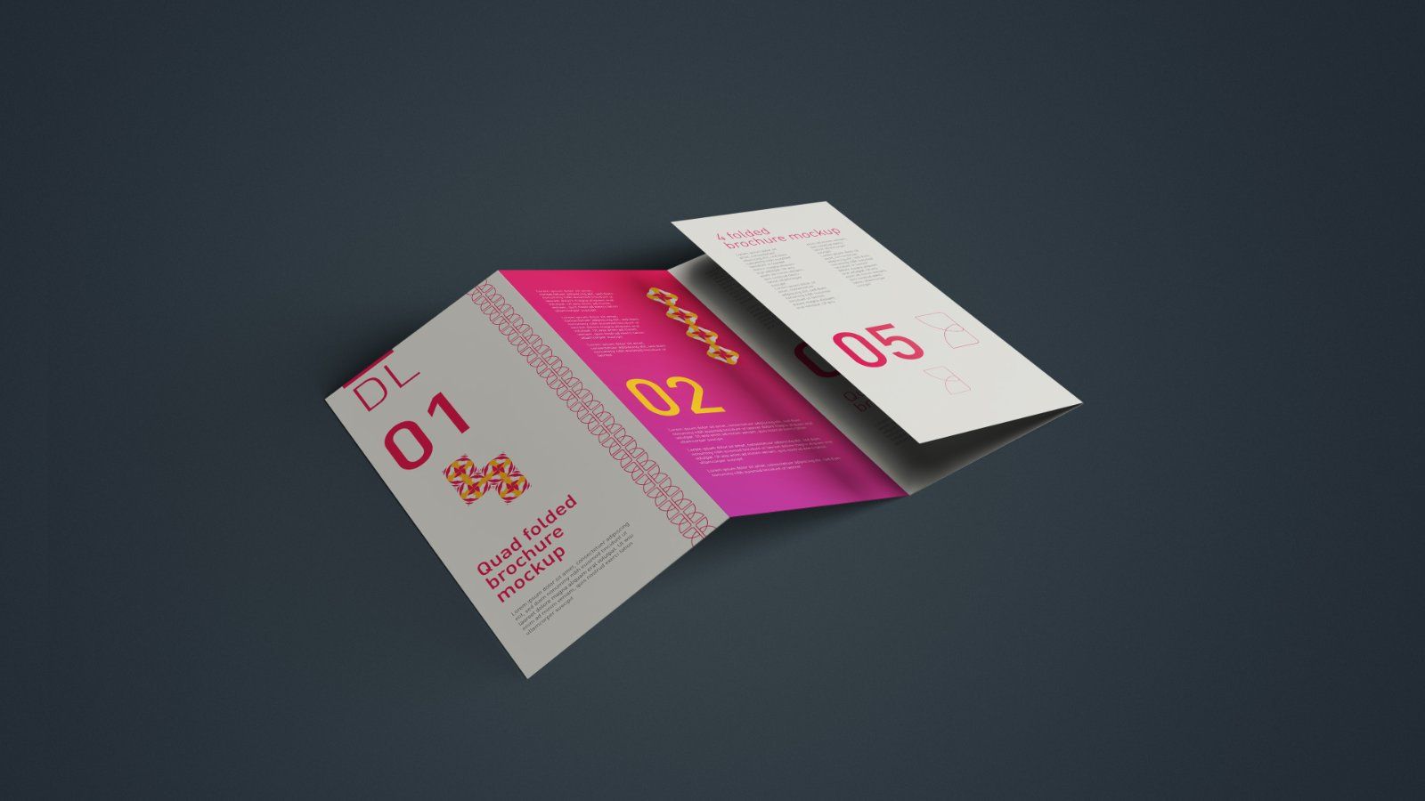DL Quad Fold Brochure Mockup - 5 PSDs