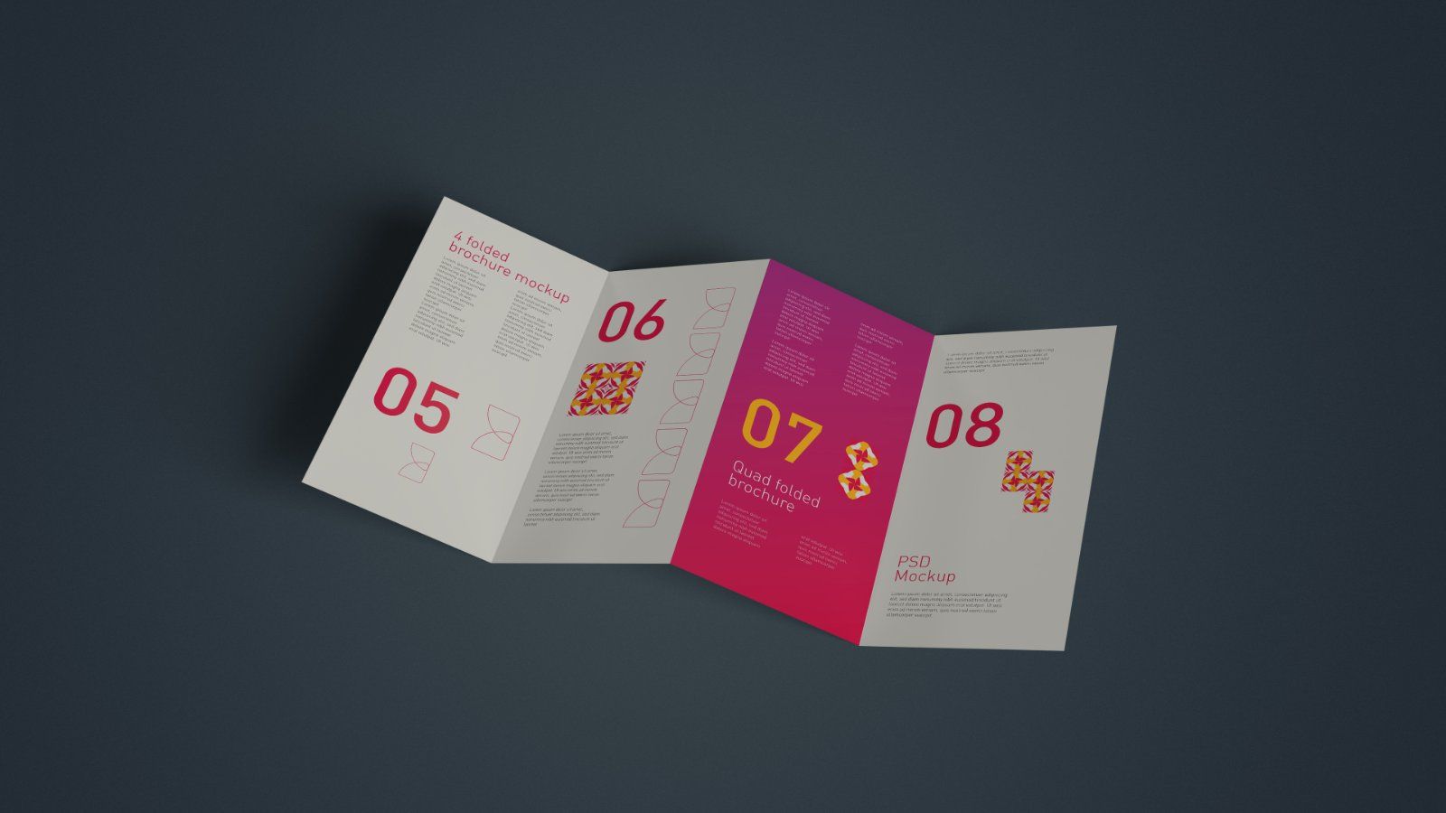 DL Quad Fold Brochure Mockup - Bundle 5PSDs