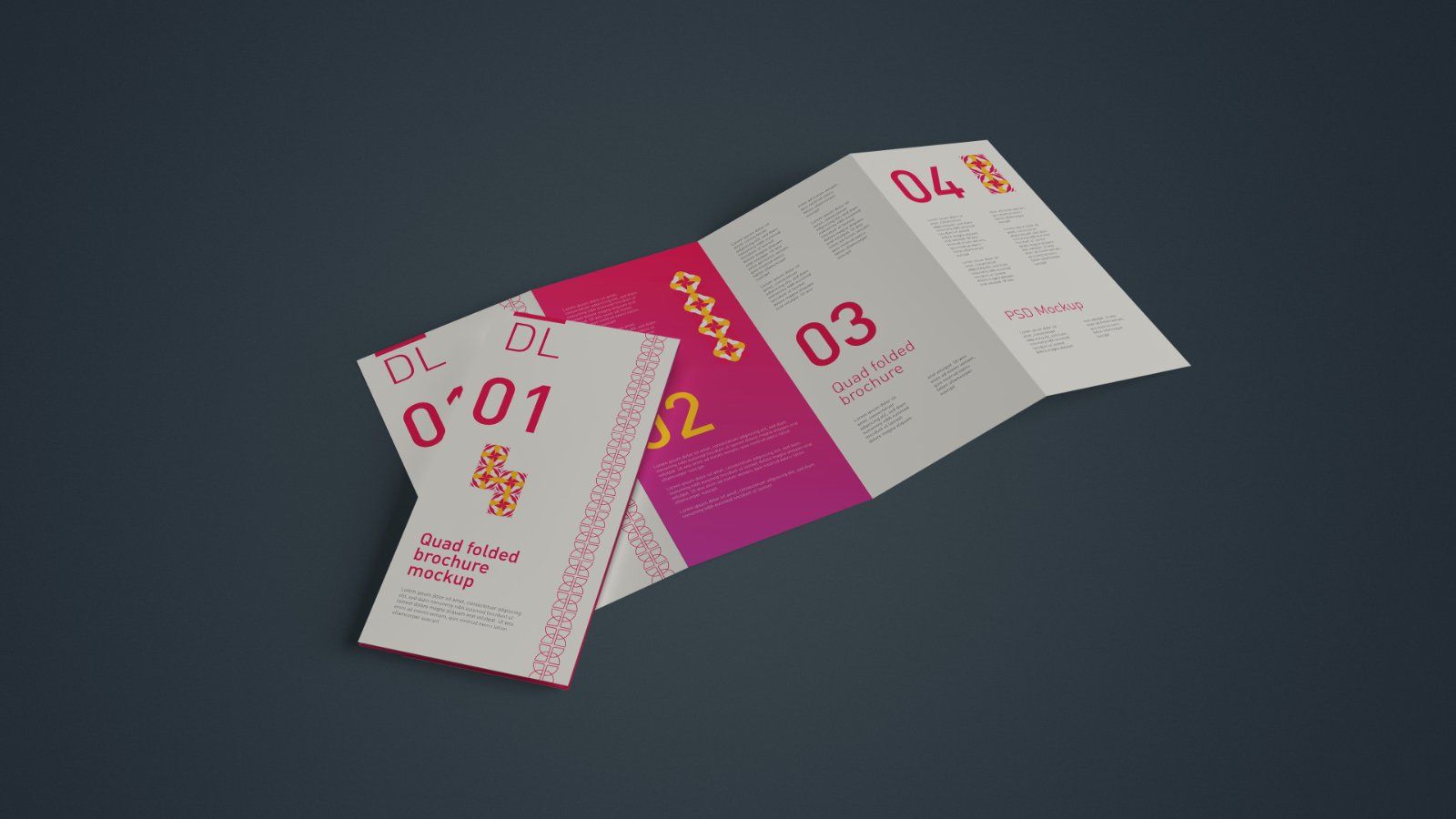 DL Quad Fold Brochure Mockup - Bundle 5PSDs