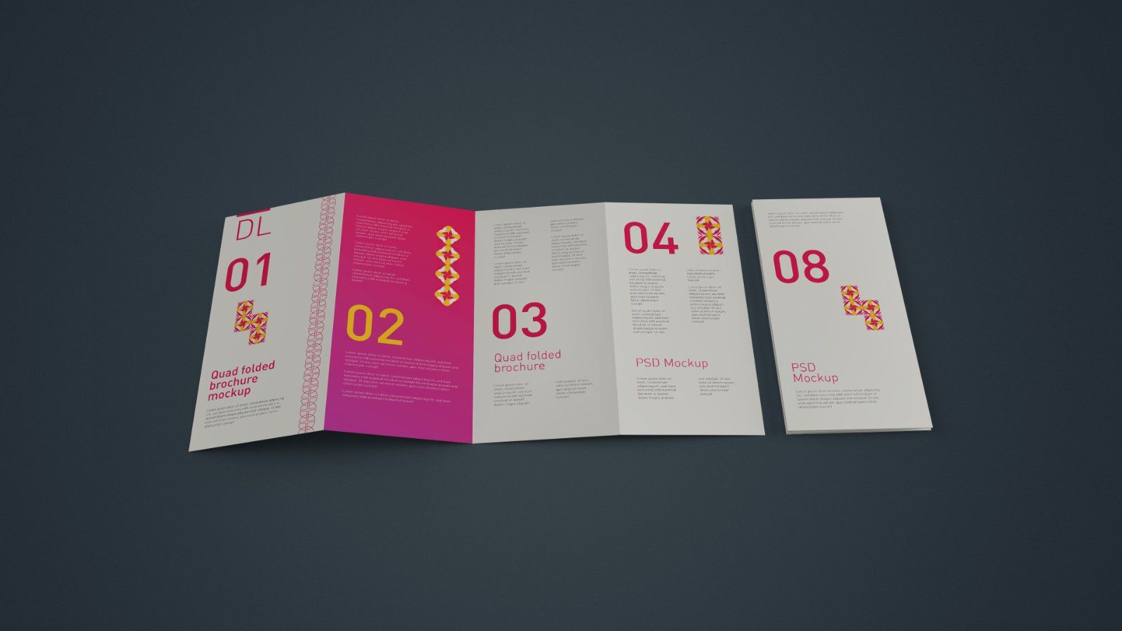 DL Quad Fold Brochure Mockup - 5PSD bundle