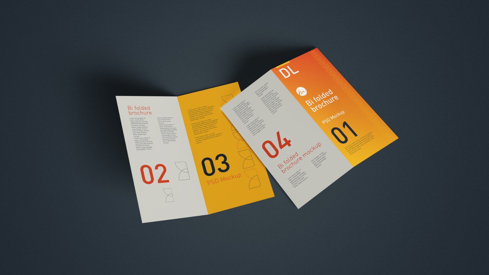 DL Bi Fold Brochure PSD Mockup - Bundle 5 PSDs