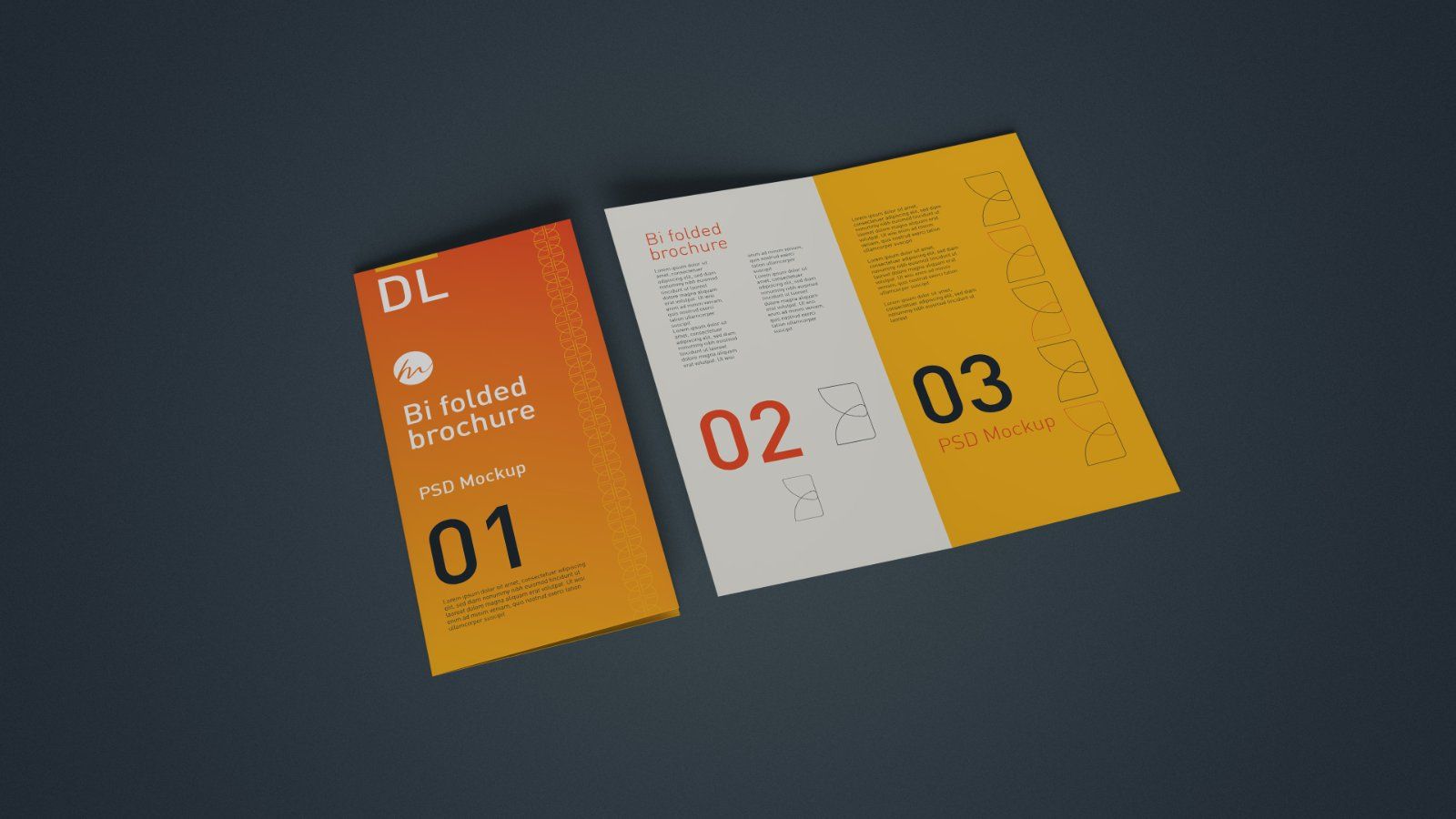DL Bi Fold Brochure Mockup - 5 PSDs