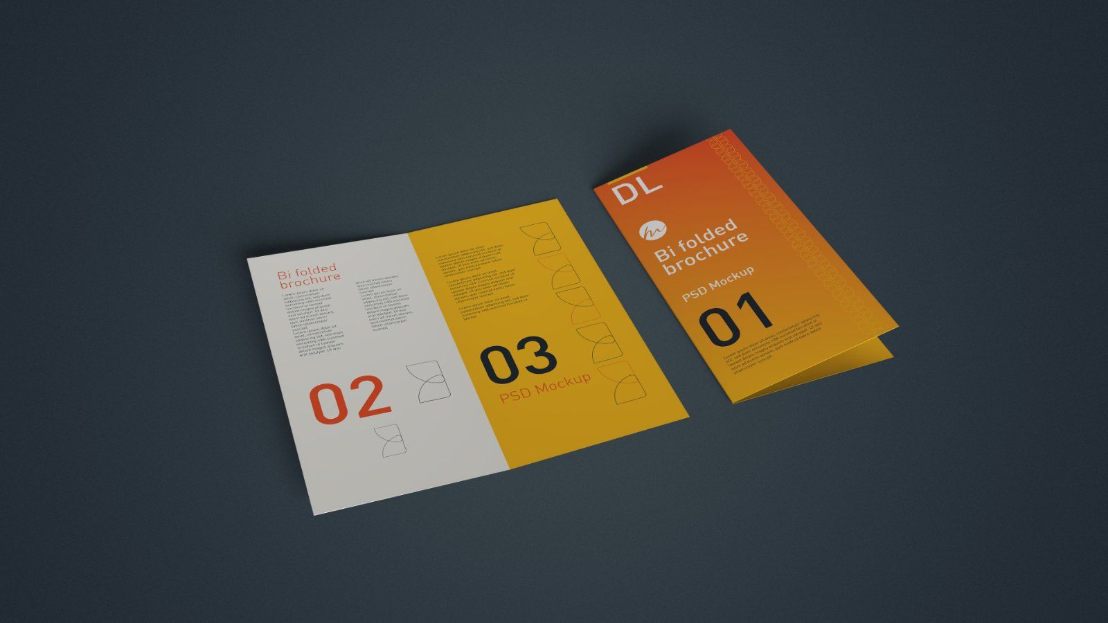 DL Bi Fold Brochure Mockup - 5 PSDs