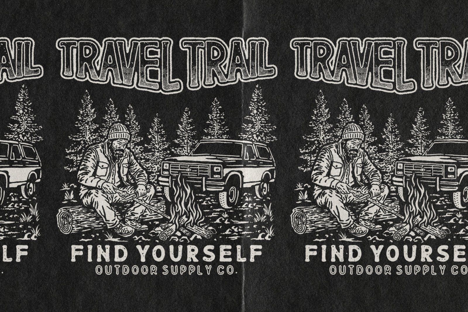 Travel trail camping illustration - Outdoor adventure