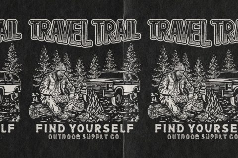 Travel trail camping illustration - Outdoor adventure