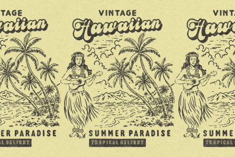 Vintage Hawaiian Summer Paradise Vector Illustration