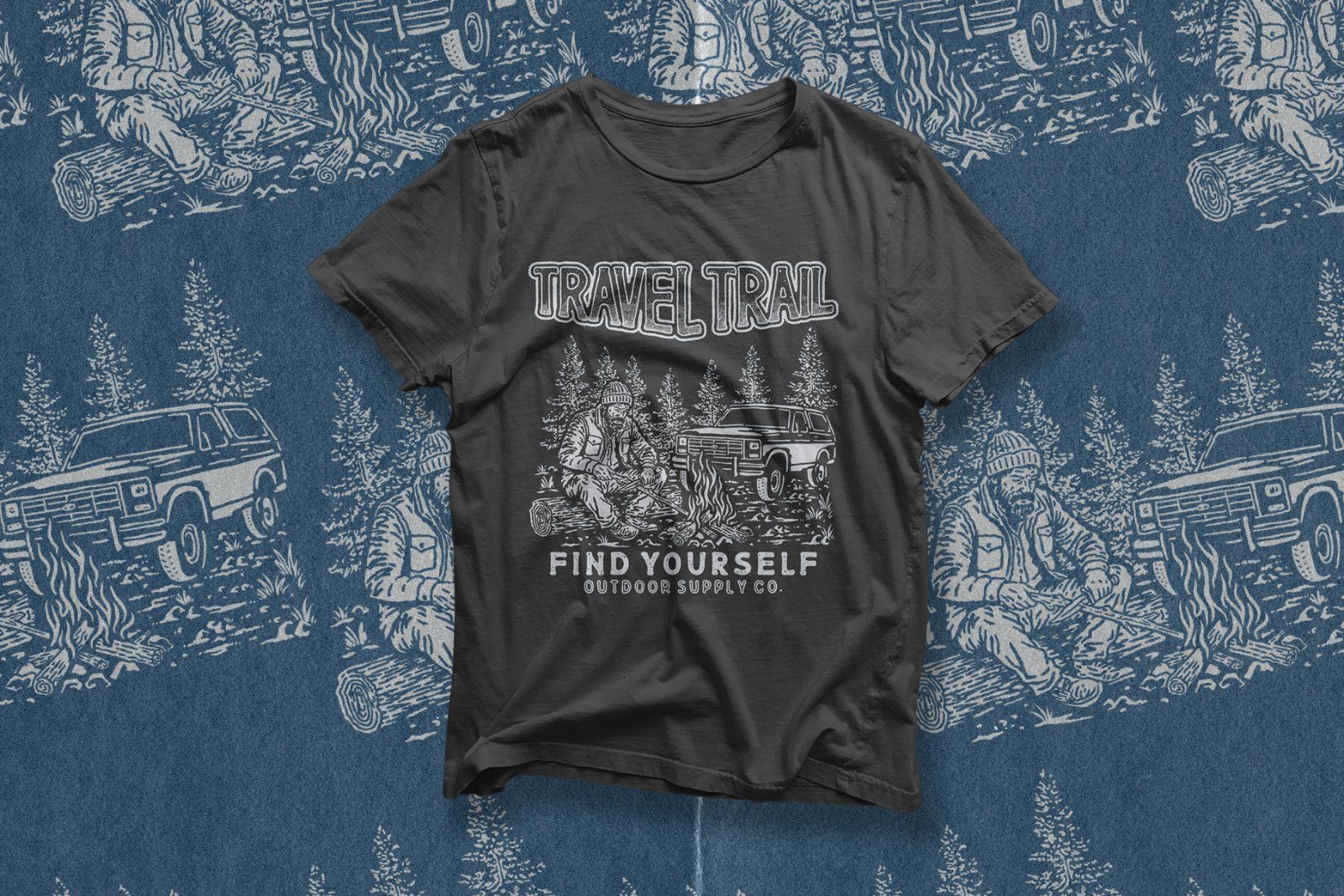 Travel trail camping illustration - Outdoor adventure