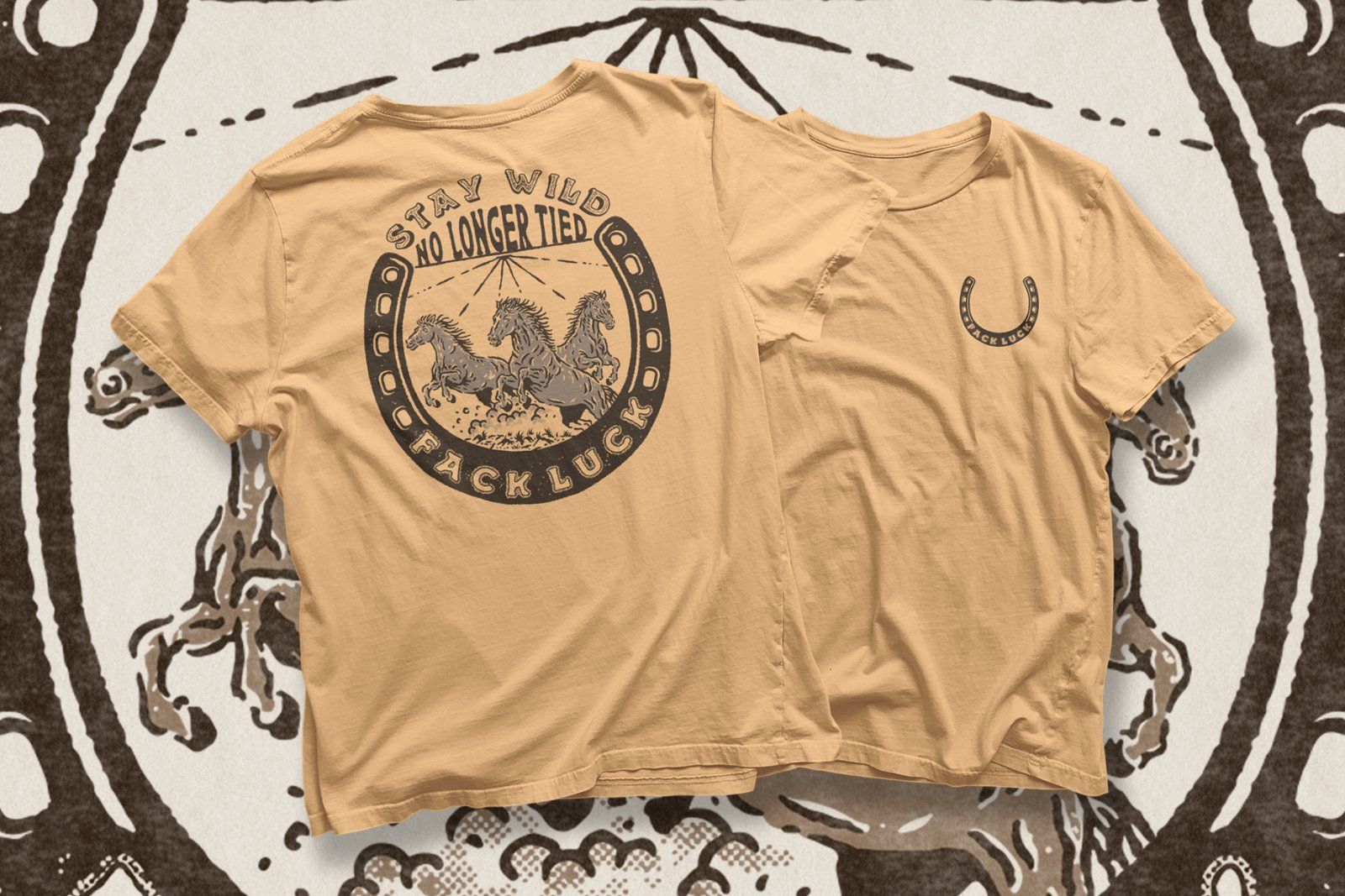 Stay Wild – No Longer Tied Horseshoe Logo | Western vintage Badge Illustration