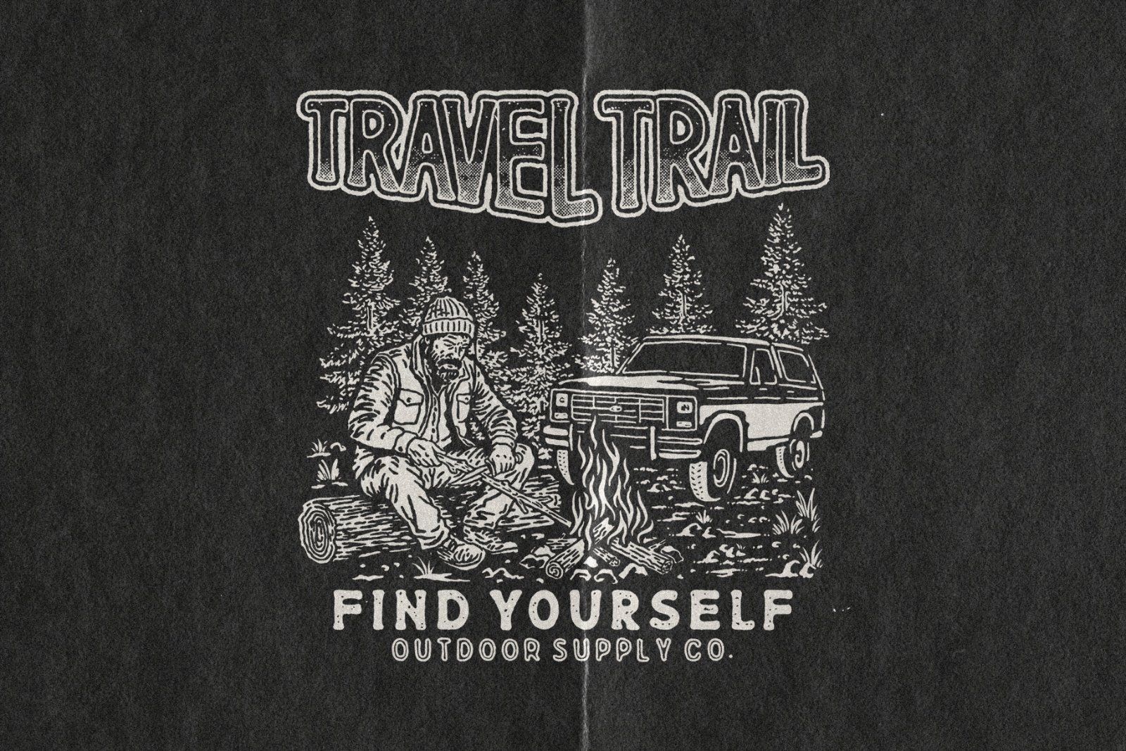 Travel trail camping illustration - Outdoor adventure