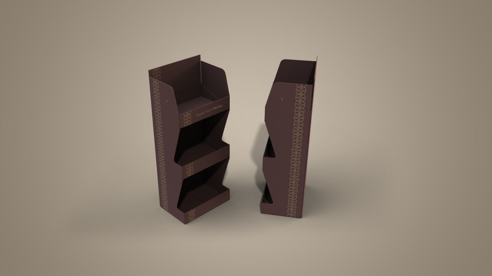 Product Display Stand Mockup – 5 PSD Files, Retail Shelf Packaging Mockup