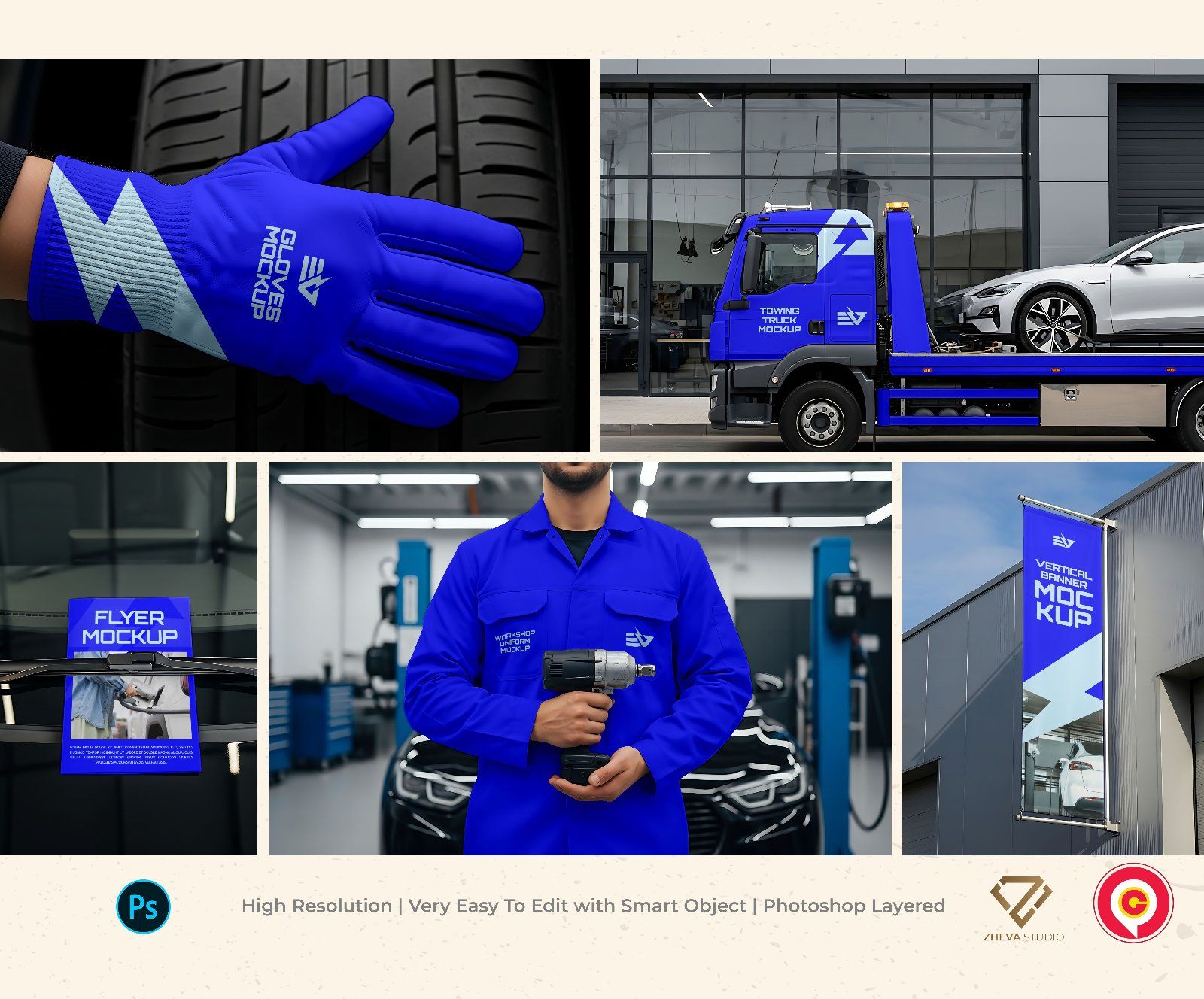 Premium Electric Vehicle Garage Mockup - 15 PSD File