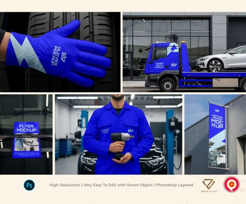 Premium Electric Vehicle Garage Mockup - 15 PSD File