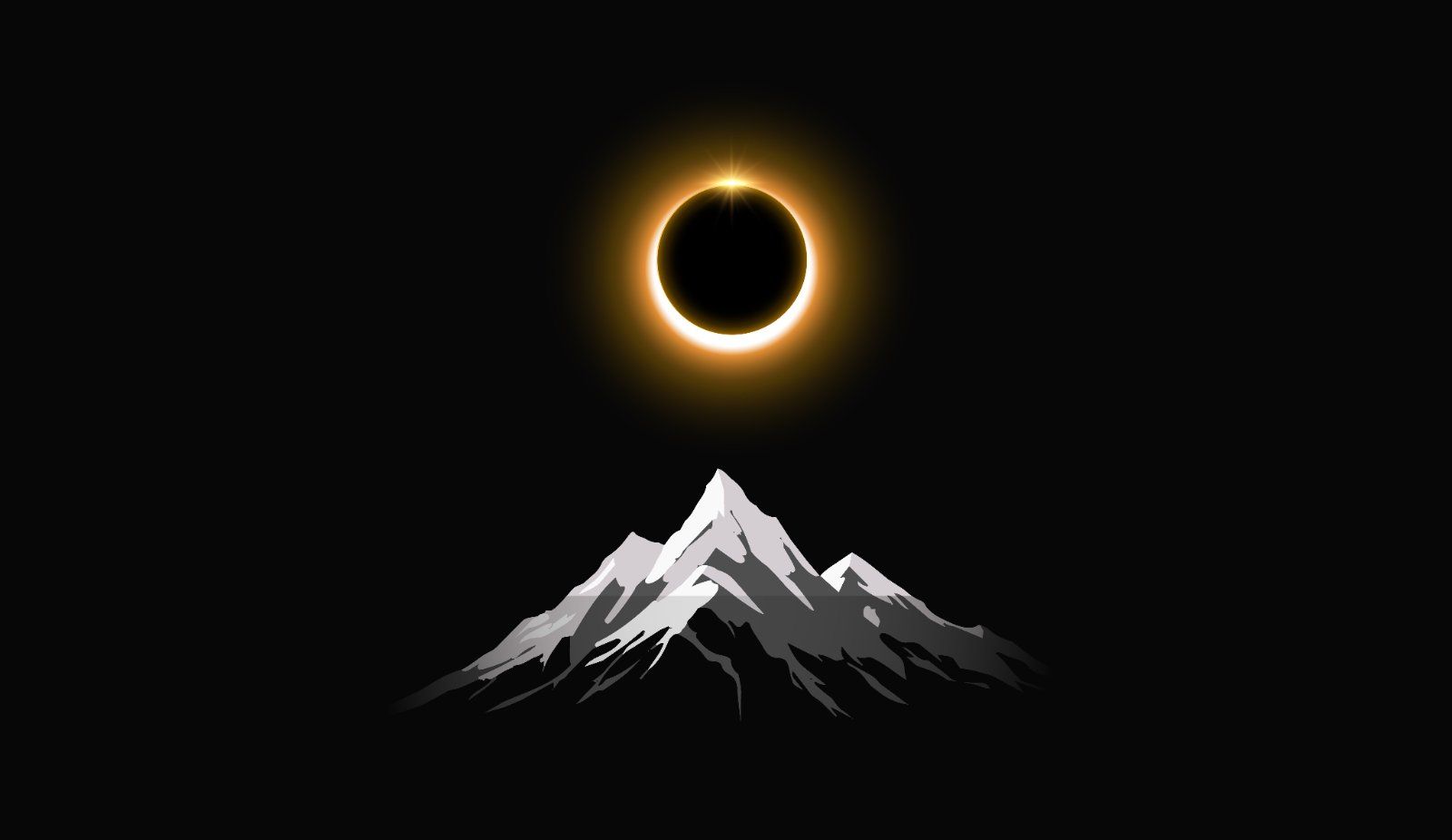 Eclipsed Solar Eclipse Above Mountain Peak on Dark Night Landscape — image 1
