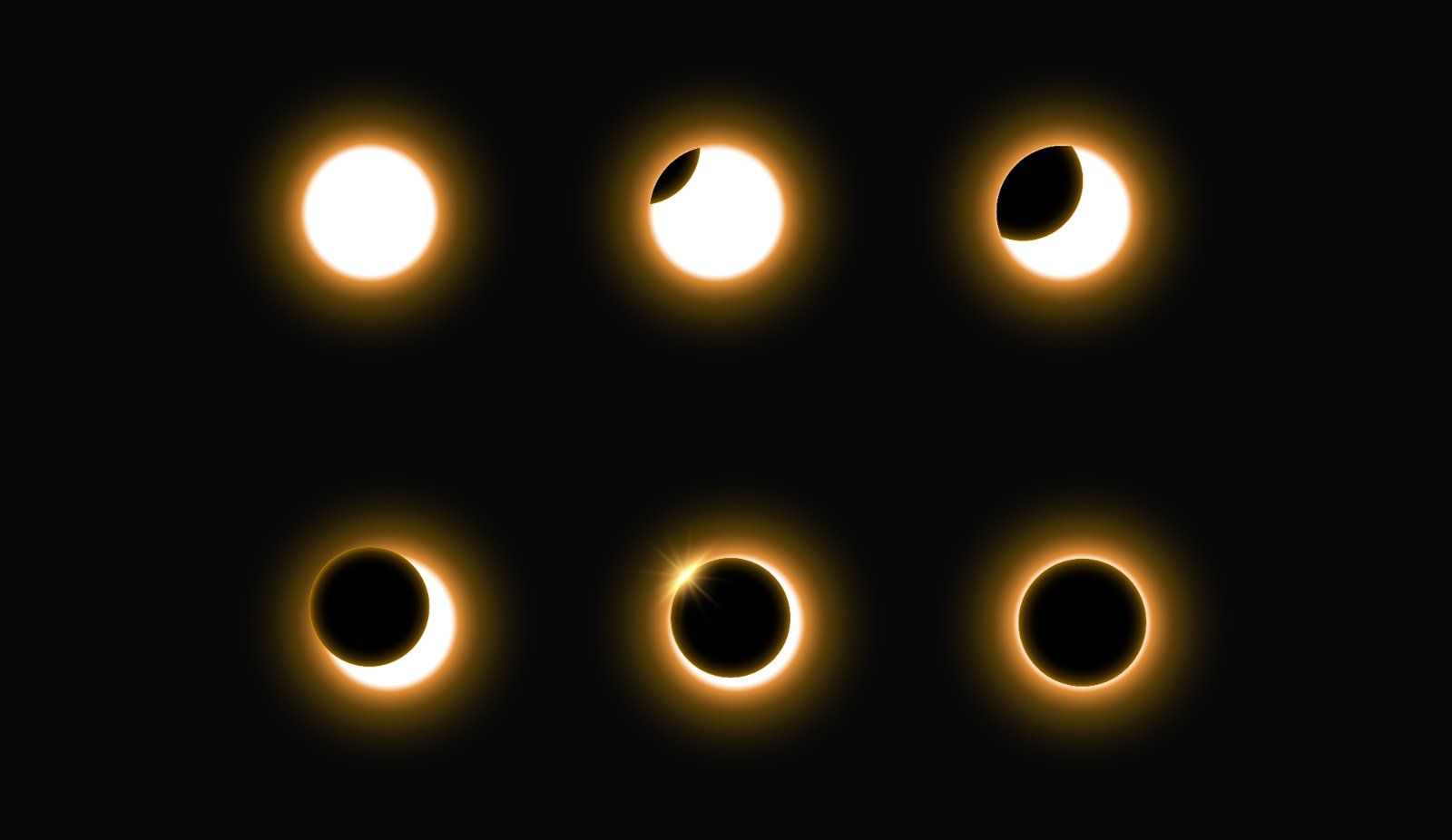 Eclipsed Solar Eclipse Phases Sequence on Dark Background — image 1