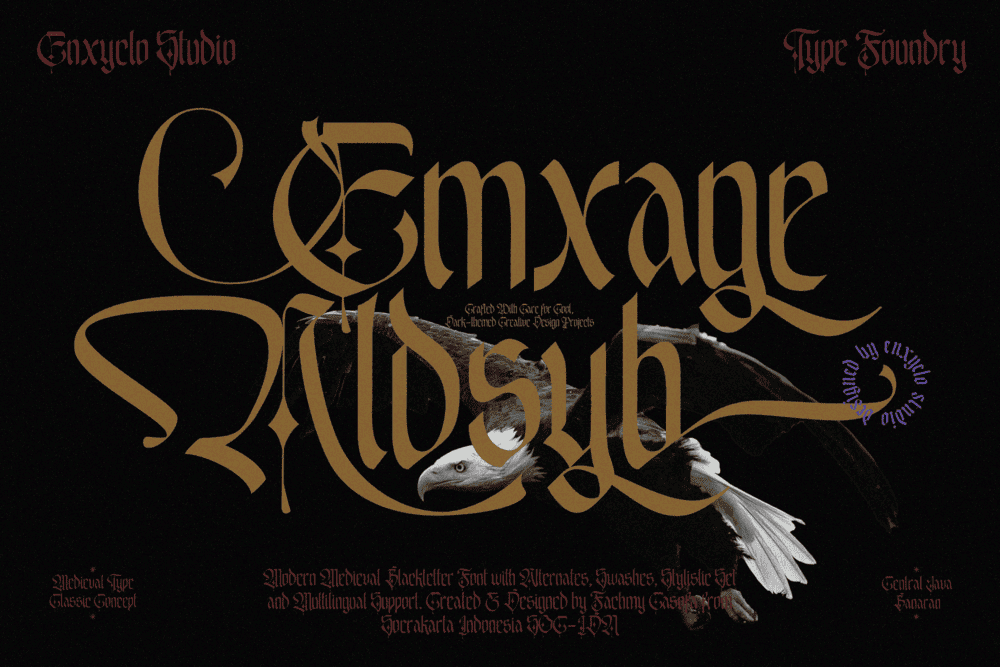 EMXAGE ALDSYB — Modern Medieval Blackletter Font