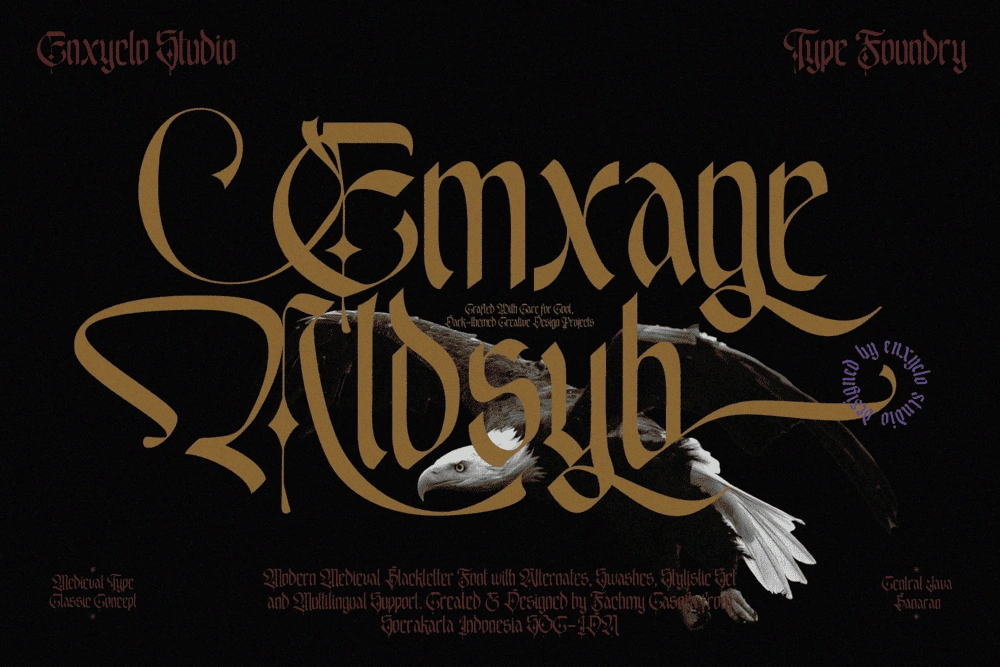 EMXAGE ALDSYB — Modern Medieval Blackletter Font — image 1